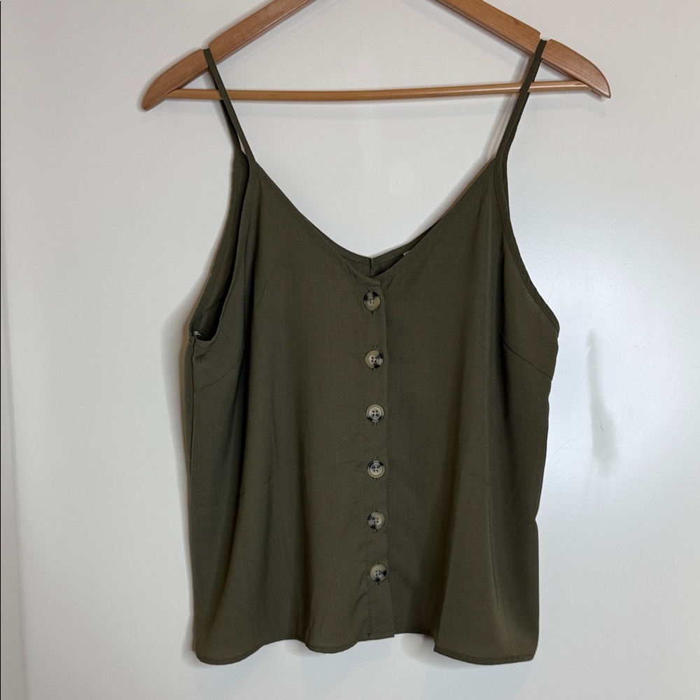 Paper Crane Olive Green Button-Front Camisole